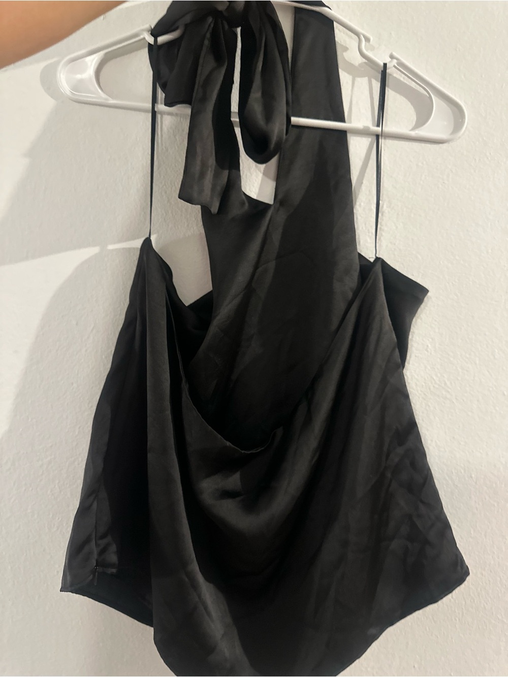 Zara Satin Black Halter Cowl Neck Tank Top size xxl